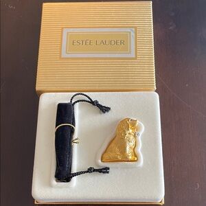Estée Lauder Gold Dog Compact with Velvet Pouch
